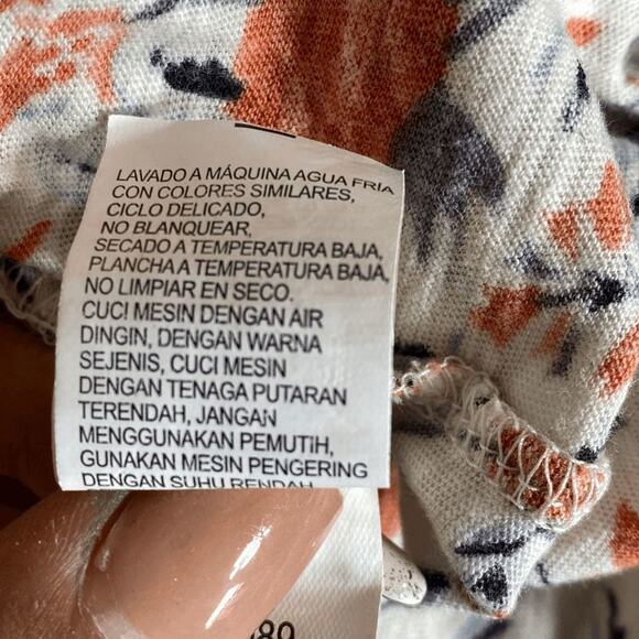 Lucky Brand Women's Orange & Cream Floral Print V-Neck Sleeveless Blouse Size S - Picture 14 of 14